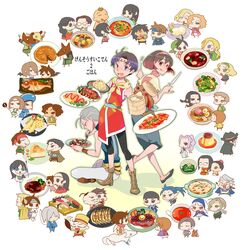  6+boys 6+girls :q apple_(suikoden) bamboo_steamer baozi black_hair blonde_hair blue_eyes blue_hair bob_(suikoden) bolgan_(suikoden) bowl bright_(suikoden) brown_eyes brown_hair camus_(suikoden) canine chaco_(suikoden) chibi chopsticks commentary_request copyright_name eating egg eilie_(suikoden) everyone fish fish_(food) fitcher flik_(suikoden) food fork freed_yamamoto futch_(suikoden) gabocha gengen_(suikoden) gensou_suikoden gensou_suikoden_ii georg_prime glasses green_eyes gremio_(suikoden) grey_hair gunkanmaki hachimaki hai_yo hairband hat headband huan_(suikoden) humphrey_mintz indian_style jeane_(suikoden) jillia_blight jowy_atreides-blight kinnison_(suikoden) klaus_windamier knife long_chan_chan long_hair luc_(suikoden) makizushi maxmillian_(suikoden) meandros meat miklotov_(suikoden) mikumiku mukumuku multicolored_hair multiple_boys multiple_girls nanami_(suikoden) nash_latkje nejiri_hachimaki nigirizushi nina_(suikoden) orange_hair pilika_(suikoden) plate pudding purple_hair rakuchii_(rurituvo) red_eyes richmond_(suikoden) ridley_wizen rina_(suikoden) riou_(suikoden) salad sasarai_(suikoden) scarf sheena_(suikoden) shiro_(suikoden) short_hair shu_(suikoden) sierra_mikain simone_verdricci sitting stallion_(suikoden) sushi tir_mcdohl tongue tongue_out viki_(suikoden) viktor_(suikoden) vincent_de_boule wakaba_(suikoden) white_hair yam_koo yoshino_yamamoto 