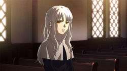  applechoc bad_id bad_pixiv_id caren_hortensia church commentary_request dress fake_screenshot fate/hollow_ataraxia fate_(series) female habit long_hair nun photoshop_(medium) solo wavy_hair white_hair yellow_eyes 