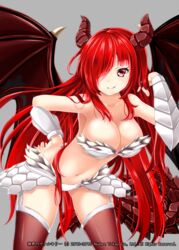  armor copyright dragon_girl female haguda_tofu_(hakudatofu) long_hair navel recolor red_hair request shinkai_no_valkyrie 