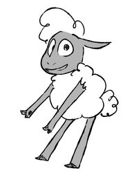  amanda_the_adventurer anthro bovid caprine ears_down fur looking_at_viewer male mammal monochrome pivoted_ears sheep simple_background smile solo tail tail_tuft the_weaver tuft white_background wool_(fur) wooly_(amanda_the_adventurer) 