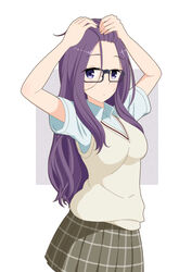  kagamihara_sakura megane seifuku sweater tagme yurucamp 