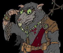  anthro black_background claws clothed clothing derp_eyes fangs fur green_eyes grey_body grey_fur humor jewelry male mammal meme murid murine rat reaction_image robe rodent simple_background skaven skree_(artist) staff teeth warhammer_(franchise) warhammer_fantasy warpstone 