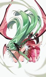  animal_print bat_print bat_wings demon_girl female flying fur-trimmed_leotard fur_trim green_eyes green_hair head_wings highres leotard long_hair low_wings morrigan_aensland off-shoulder_leotard pantyhose print_pantyhose purple_pantyhose purple_wings solo sumustard vampire_(game) wings 