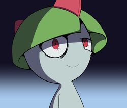  2021 ambiguous_gender digital_media_(artwork) generation_3_pokemon humanoid icon kordcross nervous_grin nintendo not_furry nude plant pokemon pokemon_(species) ralts reaction_image red_eyes shaded shadow shocked simple_background solo stressed 