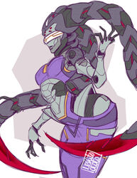  6_eyes absurd_res blindfold blizzard_entertainment clothing female grey_body grey_hair hair hi_res humanoid long_hair looking_away machine multi_eye nekitootoo omnic overwatch prehensile_hair purple_clothing red_eyes robot robot_humanoid signature simple_background solo twintails white_background wide_hips wraith_(overwatch) 