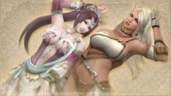  2girls diao_chan long_hair lowres multiple_girls shin_sangoku_musou zhu_rong 