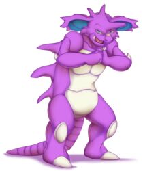  2016 alpha_channel anthro band-aid bandage blue_eyes claws evil_look featureless_crotch fist_in_palm generation_1_pokemon looking_at_viewer lurry male nidoking nintendo nude open_mouth open_smile pokemon pokemon_(species) purple_body simple_background smile solo transparent_background white_claws 