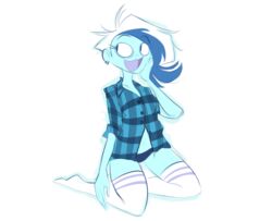  blue_and_white blue_clothing blue_panties blue_underwear clothing female flannel footwear ghost ghoul_school grandfathered_content hair hanna-barbera herny hi_res humanoid legwear monochrome multicolored_hair not_furry open_mouth panties phantasma_(ghoul_school) piercing scooby-doo_(series) simple_background socks solo spirit underwear white_background 