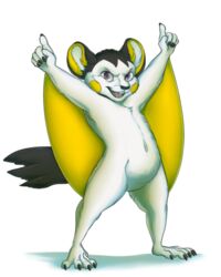  2016 5_fingers 5_toes alpha_channel anthro black_body black_claws black_fur black_nose claws digital_drawing_(artwork) digital_media_(artwork) emolga feet fingers fur generation_5_pokemon gesture hand_gesture looking_at_viewer lurry mammal membrane_(anatomy) nintendo open_mouth open_smile patagium pokemon pokemon_(species) pokemorph pose purple_eyes raised_finger raised_index_finger rodent sciurid simple_background smile solo standing toe_claws toes transparent_background white_body white_fur yellow_body yellow_cheeks yellow_fur 