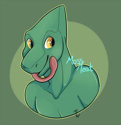  2019 ambiguous_gender amphibian anthro blep bust_portrait green_background green_body hybrid icon long_tongue mossmeat nonbinary_(lore) pink_tongue portrait pupils shimmering_spectrum signature simple_background solo sovrim_terraquian tongue tongue_out yellow_eyes 