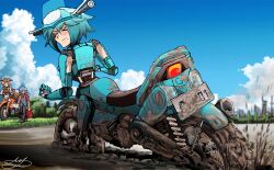  android anthro dirt female hans hi_res humanoid kitticharoench1 living_machine living_motorcycle living_vehicle machine mecha mechabare motorcycle mud mud_covered offroad robot robot_humanoid stuck vehicle vehicle_humanoid 