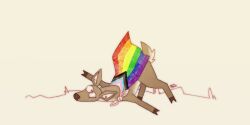  ambiguous_gender brown_body brown_fur countershading deer feral flag flag_(object) flag_cape fur hi_res lgbt_pride mammal pride_colors progress_pride_colors progress_pride_flag quadruped solo switchbit wearing_flag white_body white_countershading white_fur 