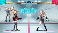  2girls ahoge akai_haato akai_haato_(1st_costume) akai_haato_(gothic_lolita) animal_ears aqua_eyes asymmetrical_legwear bare_shoulders blonde_hair breasts claws detached_sleeves doll doll_joints eyepatch fake_screenshot fighting_game fighting_stance frying_pan fur_trim gameplay_mechanics grey_eyes grey_hair hair_between_eyes hair_ornament hair_ribbon health_bar heart heart_hair_ornament hololive joints large_breasts lion_ears lion_girl long_hair multiple_girls mx._moz one_side_up open_mouth pantyhose red_ribbon ribbon shirt shishiro_botan shishiro_botan_(1st_costume) shorts skirt smile thighhighs torn_clothes torn_pantyhose uneven_legwear very_long_hair virtual_youtuber 