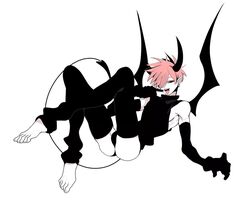  1boy bare_shoulders bishounen black_eyes black_gloves black_leotard black_tail black_thighhighs black_wings chinese_commentary commentary_request demon_tail demon_wings elbow_gloves full_body gloves hair_between_eyes leotard looking_at_viewer makunqaq male_focus open_mouth original pink_hair pointing_at_mouth pointy_ears short_hair simple_background sleeveless_turtleneck_leotard smile solo spot_color stirrup_legwear tail teeth thighhighs toeless_legwear toes tongue turtleneck turtleneck_leotard upper_teeth_only white_background wings 