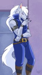  absurd_res anthro avoid_posting blush canid canine canis clothed clothing detailed_background doopcity fully_clothed hi_res male mammal pretty_cure wolf wolfrun 