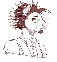  2015 anthro asiatic_brush-tailed_porcupine bow_(feature) bow_tie brown_and_white brush-tailed_porcupine bust_portrait clothed clothing digital_drawing_(artwork) digital_media_(artwork) eyebrows eyewear facial_hair frown fur glasses goatee hair hatching_(art) line_art looking_at_viewer male mammal monochrome nexsix old_world_porcupine pince-nez porcupine portrait rodent shaded shadow shirt short_hair simple_background snout solo spiky_hair spines topwear vaer_tabelige vest whiskers white_background 