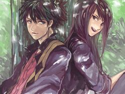  2boys bad_id bad_pixiv_id black_hair facial_hair green_eyes long_hair multiple_boys raven_(tales) stubble tales_of_(series) tales_of_vesperia unco_wc yuri_lowell 