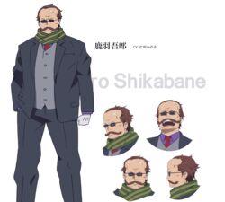  1boy brown_hair business_suit facial_hair formal gloves moustache official_art reference_sheet sasaki_keigo scar scarf sekai_seifuku:_bouryaku_no_zvezda shikabane_gorou suit sunglasses transparent_background 