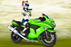  bakuon!! black_hair blue_skirt bow braid breasts buttons chin_strap commentary_request crossed_arms double-breasted elbow_pads female floating_hair from_side gloves green_neckerchief green_ribbons grey_footwear hair_ribbon helmet kawasaki kawasaki_raimu kawasaki_zzr1400 knee_pads long_hair looking_at_viewer miniskirt mitsun_(nhw20-b) motor_vehicle motorcycle name_connection neckerchief red_bow ribbon riding school_uniform serafuku shadow shirt shoes short_sleeves sitting skirt small_breasts sneakers socks solo straddling twin_braids vehicle_focus visor white_gloves white_shirt white_socks 