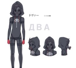  1boy ahoge black_hair bodysuit character_name dva gas_mask hood hoodie jimon_asuta mask official_art partially_translated reference_sheet russian_text sasaki_keigo sekai_seifuku:_bouryaku_no_zvezda skin_tight translation_request transparent_background 