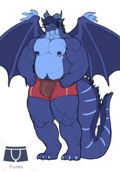  anthro barazoku belly belly_scales blue_body blue_eyes boxer_briefs boxers_(clothing) bulge christopher_wyvern claws clothed clothing dragon hands_on_hips hi_res male markings marvolk membrane_(anatomy) membranous_wings musclegut muscular mythological_creature mythological_scalie mythology nipple_fetish nipple_piercing nipples partially_clothed pecs piercing pubes red_clothing scales scalie slightly_chubby slightly_chubby_male solo tail tail_markings tail_tuft thick_thighs tuft underwear wing_claws wings 