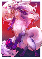  2024 4_toes 5_fingers accessory big_breasts big_tail black_claws blue_body blue_fur blue_horn blue_stripes border breasts canid canid_demon canid_taur canine canine_taur chest_tuft claws colored crotch_tuft demon digital_media_(artwork) digitigrade english_text eyelashes feet female finger_claws fingers fluffy fluffy_chest fluffy_tail fox fox_taur front_view full-length_portrait fur furgonomics gradient_background grin hair hi_res hogara horn huge_tail humanoid_hands humanoid_taur inner_ear_fluff leg_markings light_body light_skin long_hair long_tail mammal mammal_taur markings multicolored_body multicolored_ears multicolored_fur multicolored_hair multicolored_horn multicolored_tail naturally_censored navel nude on_hind_legs paws pink_eyes pink_hair pink_inner_ear portrait purple_body purple_fur purple_hair purple_horn purple_stripes purple_tail quadruped red_background rein_d&#039;ariette shaded simple_background smile socks_(marking) solo standing striped_body striped_fur stripes tail tail_accessory taur text thick_fur three-quarter_view toe_claws toes tuft two_tone_ears two_tone_horn white_body white_border white_ears white_fur white_hair white_inner_ear_fluff white_tail 