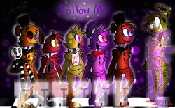  animatronic avian bear bird canid canine caramelcraze chicken clothing crying_child_(fnaf) eye_patch eyewear five_nights_at_freddy&#039;s five_nights_at_freddy&#039;s_2 five_nights_at_freddy&#039;s_3 fox galliform gallus_(genus) ghost glowing glowing_eyes group hat headgear headwear lagomorph leporid machine mammal marionette_(fnaf) phasianid purple_man_(fnaf) rabbit robot scottgames spirit springtrap_(fnaf) top_hat unwithered_bonnie_(fnaf) unwithered_chica_(fnaf) unwithered_foxy_(fnaf) unwithered_freddy_(fnaf) unwithered_golden_freddy_(fnaf) william_afton_(fnaf) 