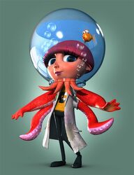  3d_(artwork) animal_humanoid blue_eyes bowl bubble cephalopod cephalopod_humanoid container cyprinid cypriniform digital_media_(artwork) dr._puzz female fish goldfish humanoid marine marine_humanoid mollusk mollusk_humanoid octopus_humanoid official_art pink_body pink_skin playtonic_games unknown_artist water yooka-laylee 