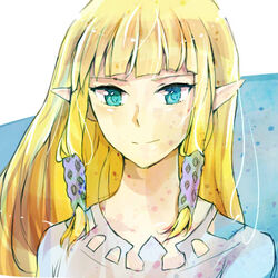  blonde_hair blue_eyes commentary_request erinan female long_hair lowres pointy_ears princess_zelda smile solo the_legend_of_zelda the_legend_of_zelda:_skyward_sword 