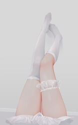  absurdres asymmetrical_legwear bbul_horn commentary female grey_background highres kneehighs korean_commentary legs lower_body no_shoes original pigeon-toed simple_background single_kneehigh single_sock single_thighhigh socks solo thighhighs thighs uneven_legwear white_socks white_thighhighs 