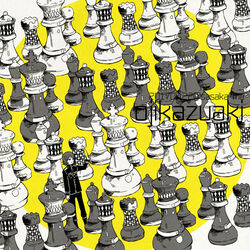  1boy arm_at_side bishop_(chess) boots character_name chess_piece dated hand_up king_(chess) knight_(chess) long_sleeves looking_away male_focus mini_person miniboy ouji_kazuaki ouji_squad&#039;s_uniform pants queen_(chess) rook_(chess) sasaka-ma short_hair smile solo standing world_trigger yellow_background 