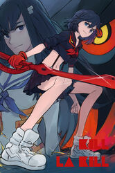  2girls bad_id bad_pixiv_id black_hair francisco_valle kill_la_kill kiryuuin_satsuki matoi_ryuuko multiple_girls photoshop_(medium) school_uniform scissor_blade_(kill_la_kill) senketsu serafuku 