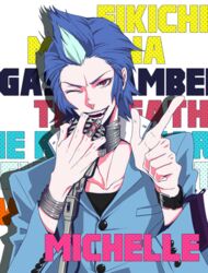  1boy bad_id bad_pixiv_id blue_hair bracelet jewelry kasugayama_high_school_uniform lipstick makeup male_focus microphone mishina_eikichi multicolored_hair one_eye_closed persona persona_2 persona_2_tsumi red_eyes ring romeothedope school_uniform solo two-tone_hair white_hair 