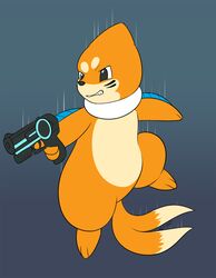  2_tails ambiguous_gender bui buizel generation_4_pokemon gun hi_res multi_tail nintendo pokemon pokemon_(species) ranged_weapon slimefur solo tail weapon 