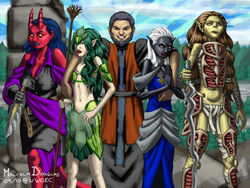  4:3 armor beard black_body black_skin blue_hair bottomwear breasts brown_hair cleric clothed clothing dark_body dark_elf dark_skin dress drow druid dungeons_and_dragons elf facial_hair female githyanki green_eyes green_hair group hair hasbro holding_melee_weapon holding_object holding_sword holding_weapon horn human humanoid humanoid_pointy_ears jewelry knife loincloth long_tail magic_user malcolm_douglas male mammal melee_weapon no_pupils pendant red_body red_eyes red_skin robe slim small_breasts smile staff sword tail thief tiefling tribal_spellcaster warrior weapon white_hair wizards_of_the_coast yellow_body yellow_eyes yellow_skin 