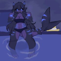  animal_hands commentary_request duplicate fish_tail furry furry_female ghwost glowing glowing_eyes highres kaiju_paradise lantern_shork_(kaiju_paradise) md5_mismatch pixel-perfect_duplicate roblox shark_girl shark_tail tail 