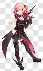  final_fantasy final_fantasy_xiii gloves gothic_lolita hanabi_(artist) lace_gloves lightning_returns:_final_fantasy_xiii lolita_fashion lumina_(ffxiii) patterned_legwear pink_hair single_glove 