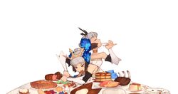  34no404 cup drinking eating female food grey_hair gwendolyn meat odin_sphere pancake solo teacup 