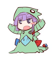  blush_stickers commentary_request cosplay female hair_ribbon hemogurobin_a1c jitome lowres oerba_yun_fang patchouli_knowledge pokemon purple_eyes purple_hair ribbon roaring solo tail touhou tress_ribbon tyranitar tyranitar_(cosplay) 