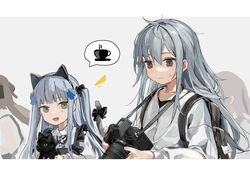  4girls aged_down alternate_costume alternate_hairstyle animal_ears backpack bag black_cat camera cat_ears cat_tail commentary fake_animal_ears fake_tail feline g11_(girls&#039;_frontline) girls&#039;_frontline hk416_(black_kitty&#039;s_gift)_(girls&#039;_frontline) hk416_(girls&#039;_frontline) lolita_fashion messy_hair multiple_girls official_alternate_costume sweatdrop symbol-only_commentary tail teardrop ump45_(agent_lop_rabbit)_(girls&#039;_frontline) ump45_(girls&#039;_frontline) ump9_(girls&#039;_frontline) ump9_(shiba_investigator)_(girls&#039;_frontline) yuki_hotaru 