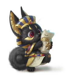  2020 ankh anthro anubian_jackal anubis black_body black_fur bottomwear canid canine canis canopic_jar chibi claws clothed clothing deity egyptian_mythology fur headdress holding_object jackal low_res male mammal middle_eastern_mythology mythology pawpads red_eyes silverfox5213 skirt solo text uraeus url walking whiskers yellow_body yellow_fur 