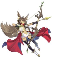  ahoge animal_ear_fluff animal_ears ark_order arrow_(projectile) black_gloves black_thighhighs blue_cape boots bow_(weapon) braid breasts brown_hair cape clothing_cutout dark_skin drawing_bow ear_piercing female full_body gloves gold_trim green_eyes hair_tubes holding holding_arrow holding_bow_(weapon) holding_weapon jacket jewelry large_breasts long_hair official_art piercing pppppan red_cape red_scarf ring scarf shirt short_sleeves shorts side_braid side_cutout sideboob sidelocks solo tachi-e thighhighs transparent_background twin_braids two-sided_cape two-sided_fabric vali_(ark_order) variant_set very_long_hair weapon white_footwear white_jacket white_shirt white_shorts wing_collar 