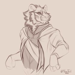  1:1 anthro catfolk clothed clothing coat_cape digital_drawing_(artwork) digital_media_(artwork) felid fluffy hasbro hi_res hybrid khalo leonin lion looking_away magic:_the_gathering mammal markings paint pantherine tazatail tiger tribal tribal_markings wizards_of_the_coast 