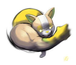  commentary_request glassy0302 highres meme muscular no_humans pokemon pokemon_(creature) right-hook_dog signature simple_background solo white_background yamper 