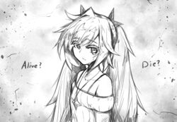  akawoud bare_shoulders clear_(djmax) collarbone crying djmax djmax_respect english_text eyes_visible_through_hair female greyscale highres jewelry long_hair monochrome necklace open_mouth solo star_(symbol) star_necklace tears twintails twitter_username upper_body 