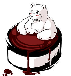  2011 anthro bear black_nose blush candy chocolate dessert food istani kemono male mammal overweight overweight_male polar_bear sitting solo ursine white_body 