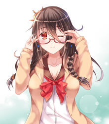  megane queen_elizabeth_(zhanjianshaonv) seifuku zhanjianshaonv zhou_yu_(van) 