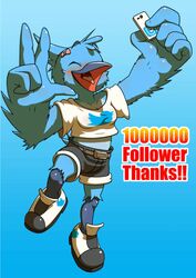  2019 2d_animation animated anthro avian beak bird blue_body blue_feathers breasts cellphone electronics feathers female holding_cellphone holding_object holding_phone holding_smartphone meme nakayan non-mammal_breasts open_mouth phone short_playtime smartphone smile solo tweetfur twitter twitter_logo uvula 