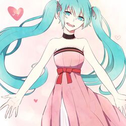  39 aqua_eyes aqua_hair bad_id bad_pixiv_id dress female hatsune_miku long_hair ringomaru solo twintails very_long_hair vocaloid 