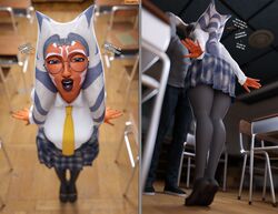  1girls 3d 3d_(artwork) accurate_art_style ahsoka_tano airress3d_(3d-modeller) alien alien_girl alien_humanoid blender_(software) blue_lips braces classroom colored_skin cute glasses legwear medium_breasts nerdy_female official_style orange_body orange_skin petite plaid_skirt pov round_glasses school_uniform schoolgirl schoolgirl_uniform smaller_female smitty34 star_wars stockings tagme text the_clone_wars:_season_seven togruta 